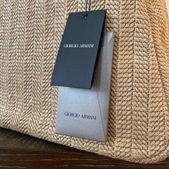GIORGIO ARMANI Raffia & Leather Tote Bag - Picture 7 of 12